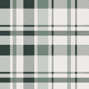 Geometric Plaid | Small Scale | Smoke White, Sage Green, Forest Green | multidirectional preppy