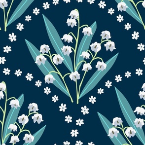 (L) Lilies of the Valley Return to Love May Birth Month Flower Scallop Blue and White