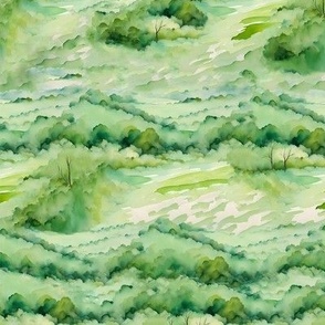 Watercolor Tree Landscape - Small Version