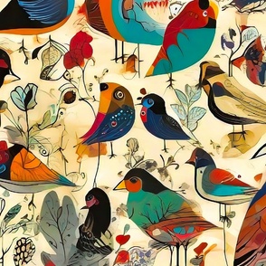 Abstract vintage birds