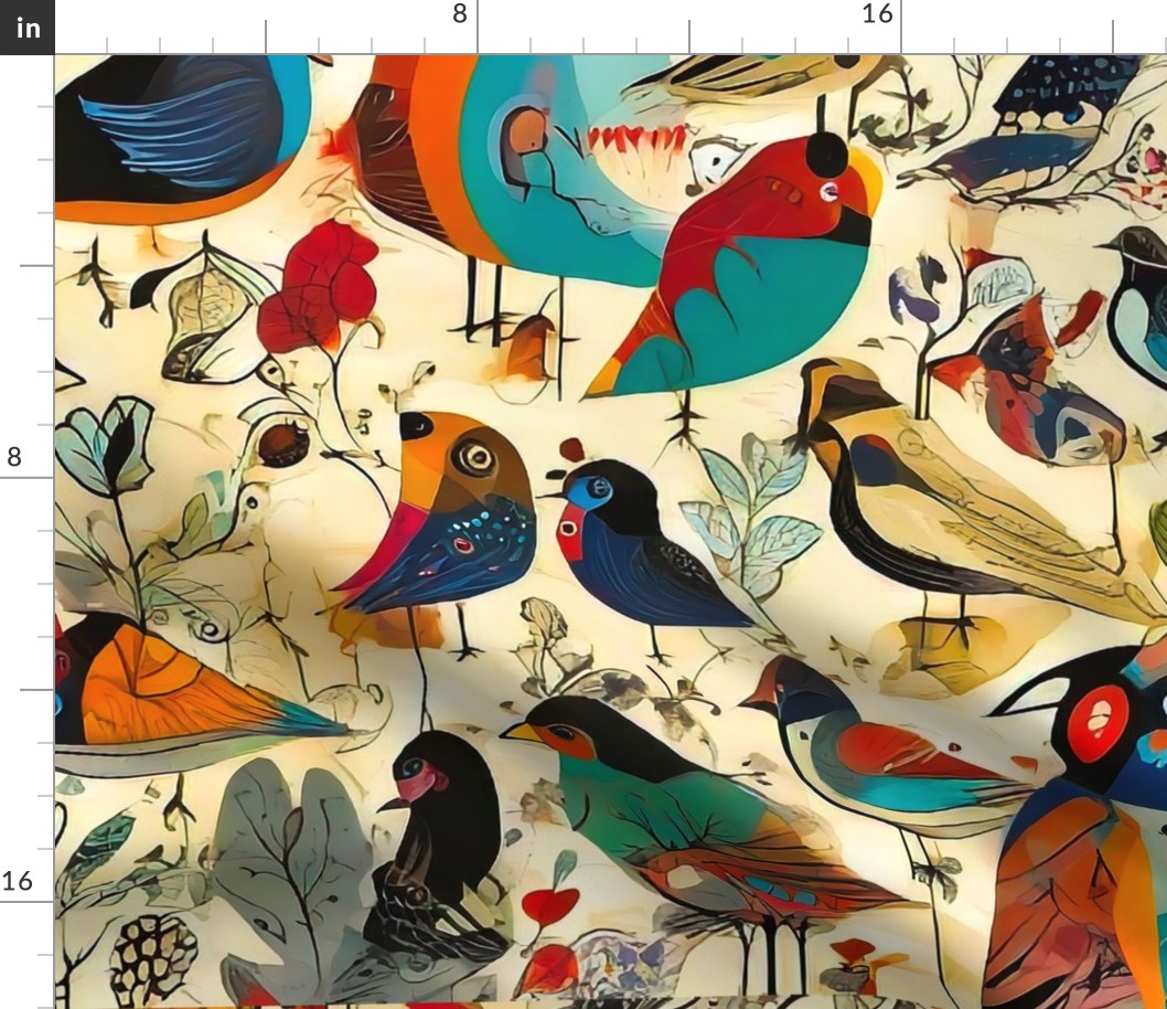 Abstract vintage birds