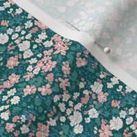 Brooke ditsy small flower Floral green pink white SMALL