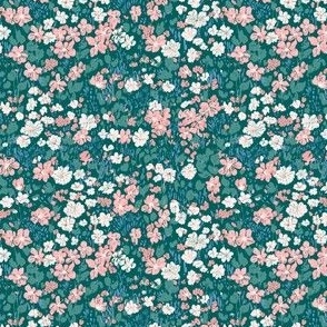 Brooke ditsy small flower Floral green pink white SMALL