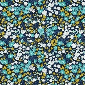 Brooke ditsy small flower Floral Navy Aqua SMALL