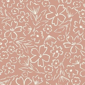 Floral Ditsy Flowers Red Clay 