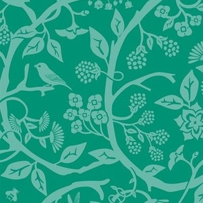William Morris inspired cut paper botanical print - maximal and monochrome  