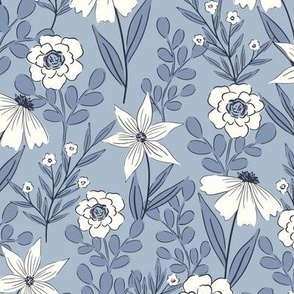 Floral Flower Field-Blue