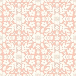 Symmetrical Folky Floral Flowers-Soft orange