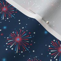 Happy 2024 - Happy new year of 4th of july celebration fireworks and stars party night navy blue red usa SMALL