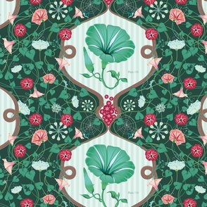 Maximalist dark print of Victorian and decorative floral vines - classical and  ornamental.