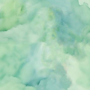 Abstract green and blue watercolor clouds - Medium Version