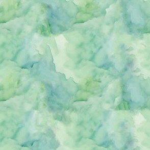 Abstract green and blue watercolor clouds - Small Version