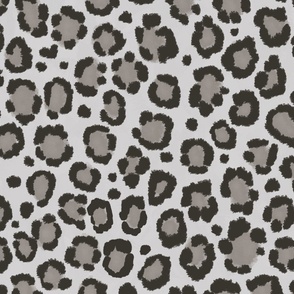 Grey Snow Leopard Print Large Scale