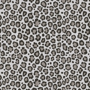 Grey Snow Leopard Print Small Scale