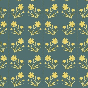 Wildflowers Stitch Wallpaper Pale Yellow - Spoonflower