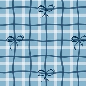 Cheerful Wrapping and Bows in Blue Plaid | Small Scale