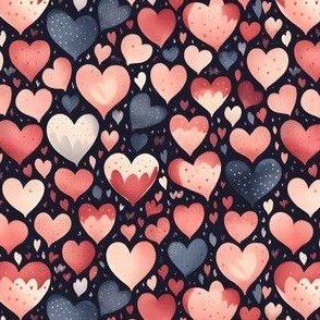 Pink & Gray Hearts on Black - small