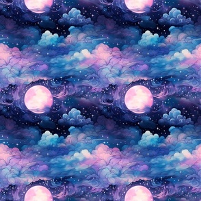 Clouds, Moon & Stars - medium