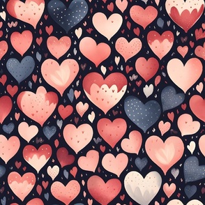 Pink & Gray Hearts on Black - large