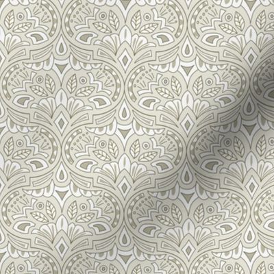 (S) French Country Medallion Ogee Pretty Soft Tan, Beige, Greige, Tan and Cream Modern Damask