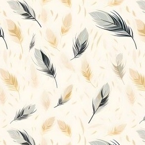 Black, Gray & Beige Feathers - small