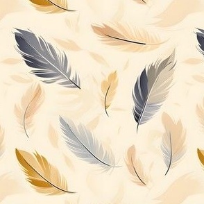 Earth Tones Feathers on Cream - small