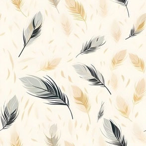 Black, Gray & Beige Feathers - medium