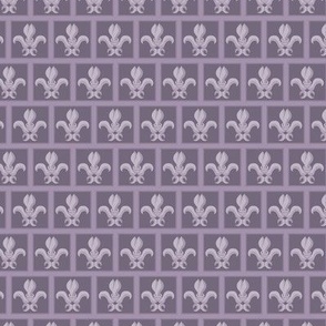 Fleur de Lis Block Print Inspiration in Muted Purples-SM-er about 1" Blocks