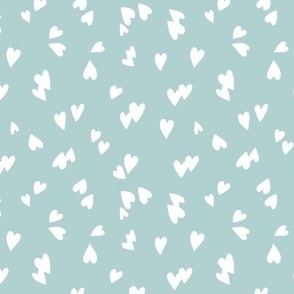 white hearts on icy morn light blue