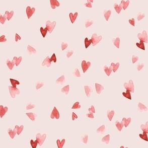 (L) pink watercolor hearts on petal pink Large scale