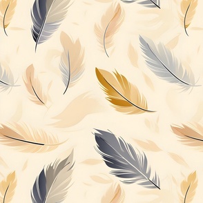 Earth Tones Feathers on Cream - large