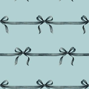 black watercolor bow on icy morn blue 