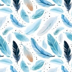 Blue Feathers on White - small