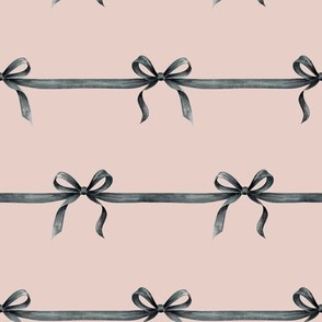 black watercolor bow on silver peony pink