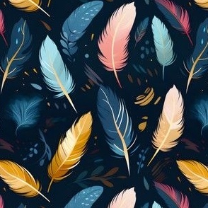 Feathers on Dark Blue - small