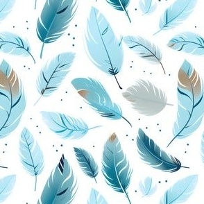 Blue Feathers on White - small