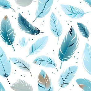 Blue Feathers on White - medium