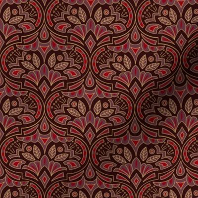 (S) French Country Medallion Ogee Maximalist Modern Damask