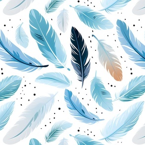 Blue Feathers on White - large