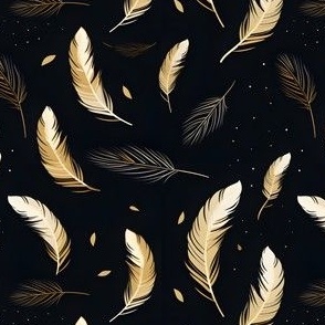 Tan & Ivory Feathers on Black - small