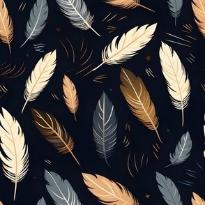 Feathers on Black - medium