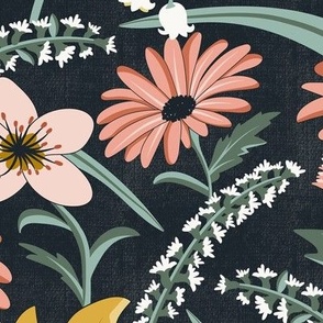 Dark Floral Fabric, Wallpaper and Home Decor