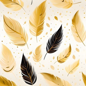 Black & Gold Feathers - large