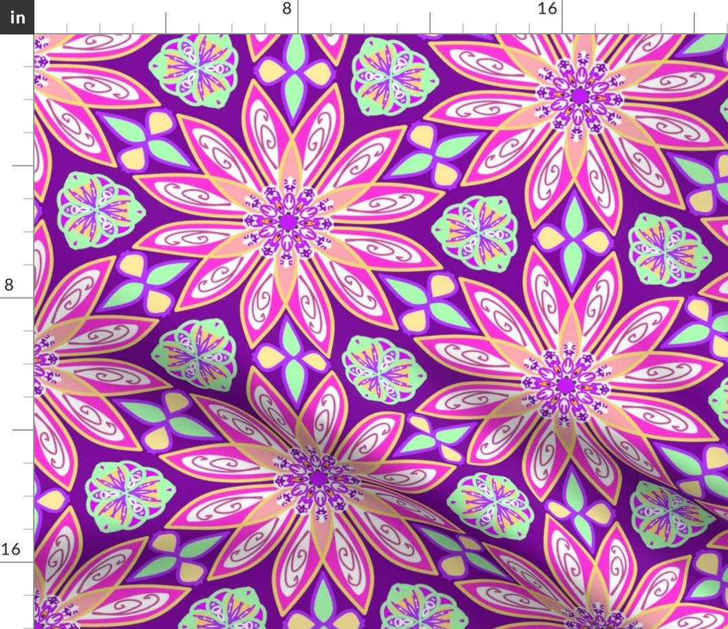 Floriography 12petals with spirals creator force boho table runner tablecloth napkin placemat dining pillow duvet cover throw blanket curtain drape upholstery cushion clothing shirt  living home decor draperies curtains 
