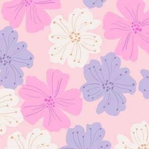  FLAT DITSY FLORAL _pink and purple