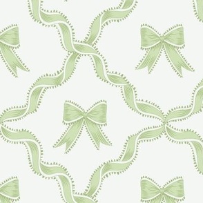 Medium Bows in Benjamin Moore Woodlands Hills Green and Veranda View with Ribbon Diamond Trellis on Super White Background