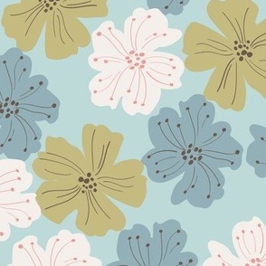 FLAT DITSY FLORAL - Teal