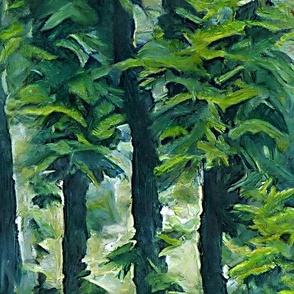 Emerald Forest Sanctuary: Oil Painted Mural