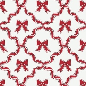 Small Benjamin Moore Exotic Red Bows and Heritage Red with Ribbon Diamond Trellis on Super White Background