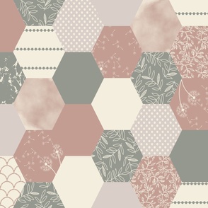 Hexagon Cheater Quilt-mauve